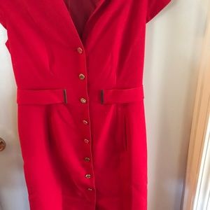 Calvin Klein red midi shirt dress